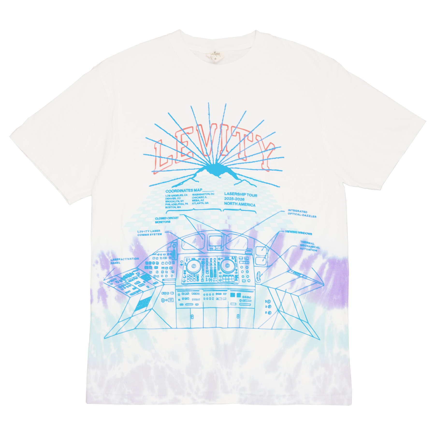 Lasership Tour Control Panel Tee in Flood Tie Dye – Levity Merch Store