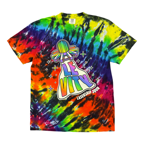 Lasership Tour Glow In The Dark Beam Up Tee in Rainbow Tie Dye