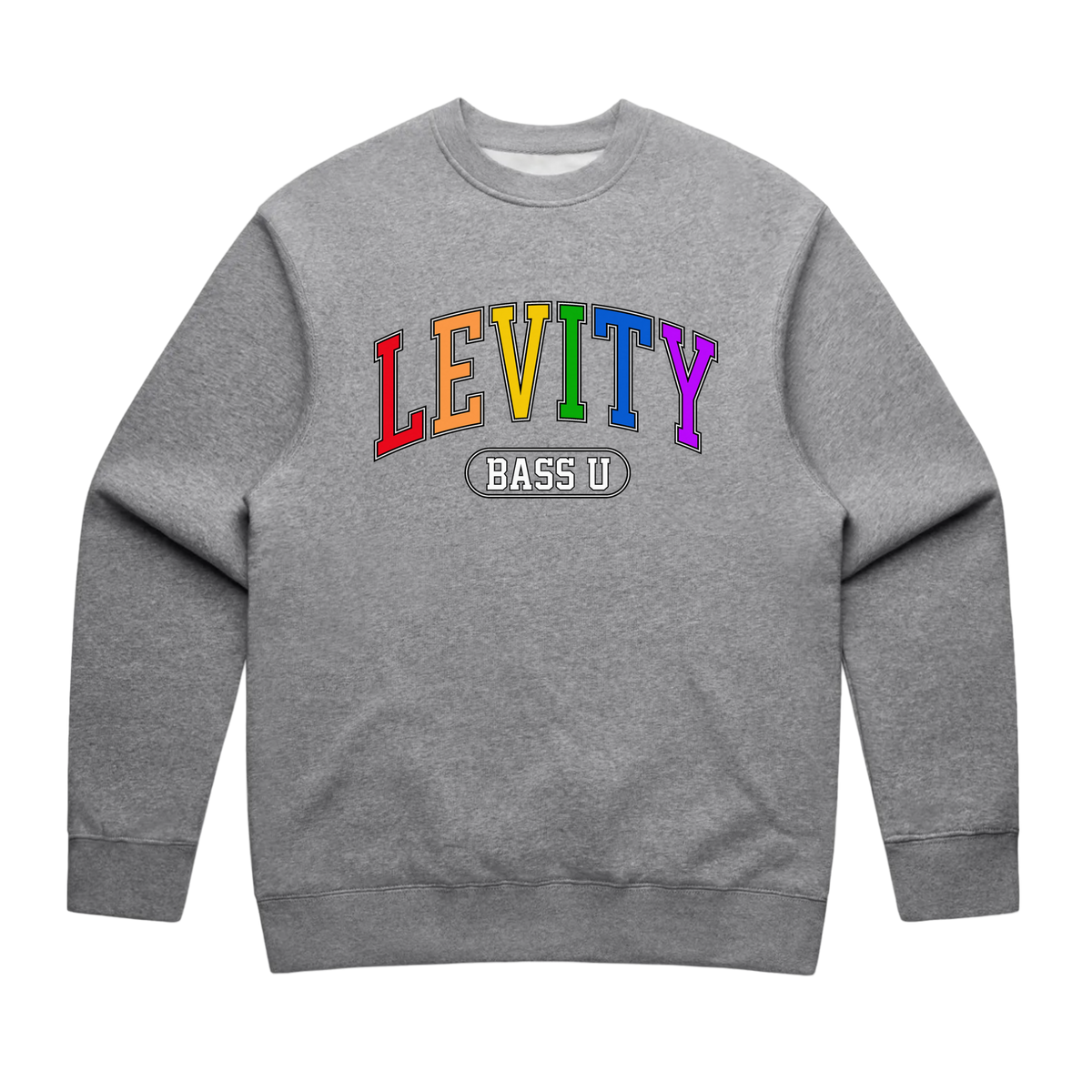 Levity "Bass U" Back to School Crewneck Sweatshirt in Heather Grey
