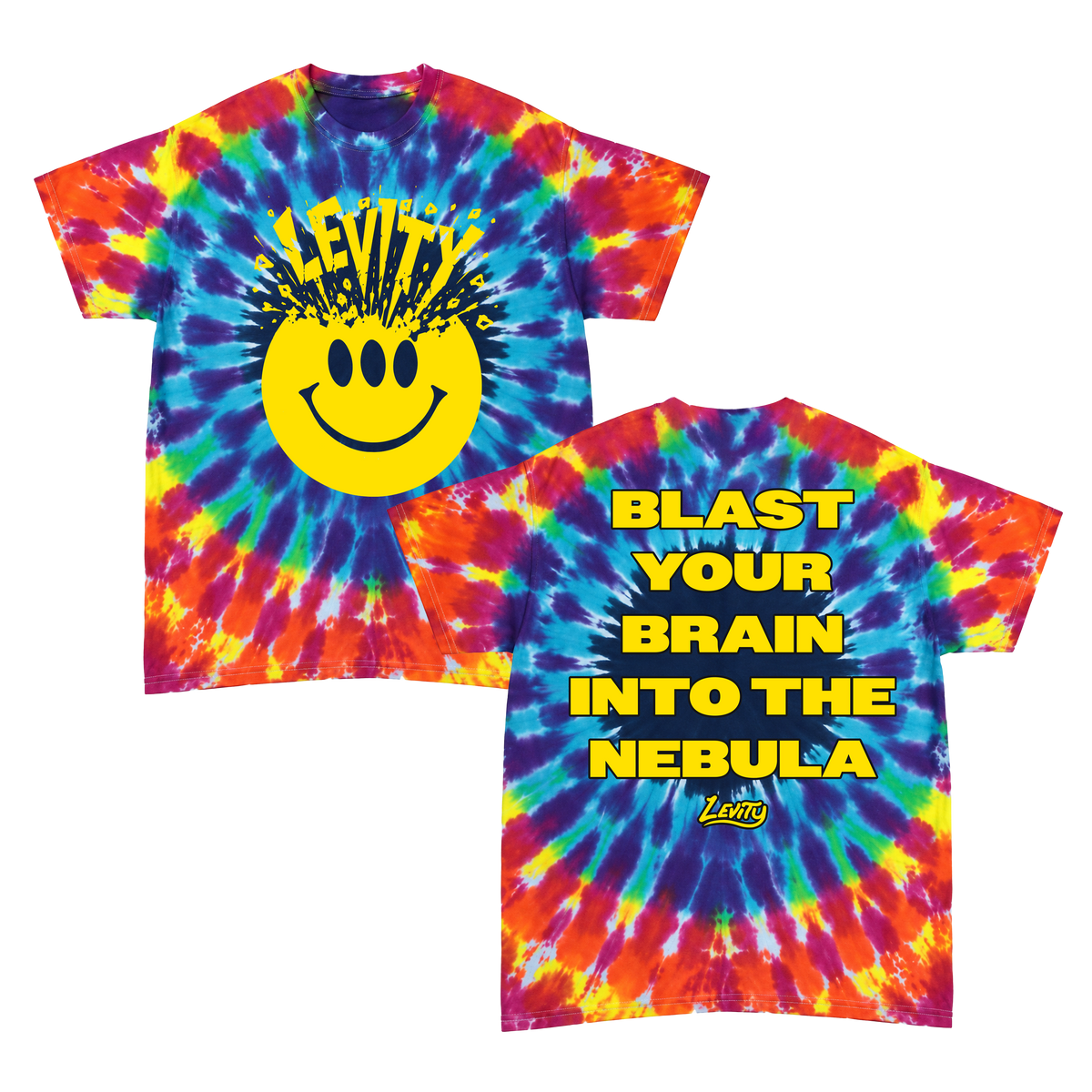 Levity "Blast Your Brain" Smiiiley Tee in Geode Burst Tie Dye