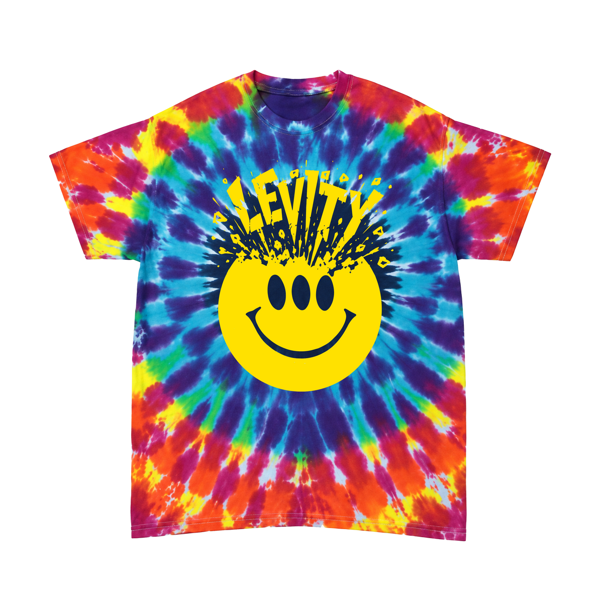 Levity "Blast Your Brain" Smiiiley Tee in Geode Burst Tie Dye