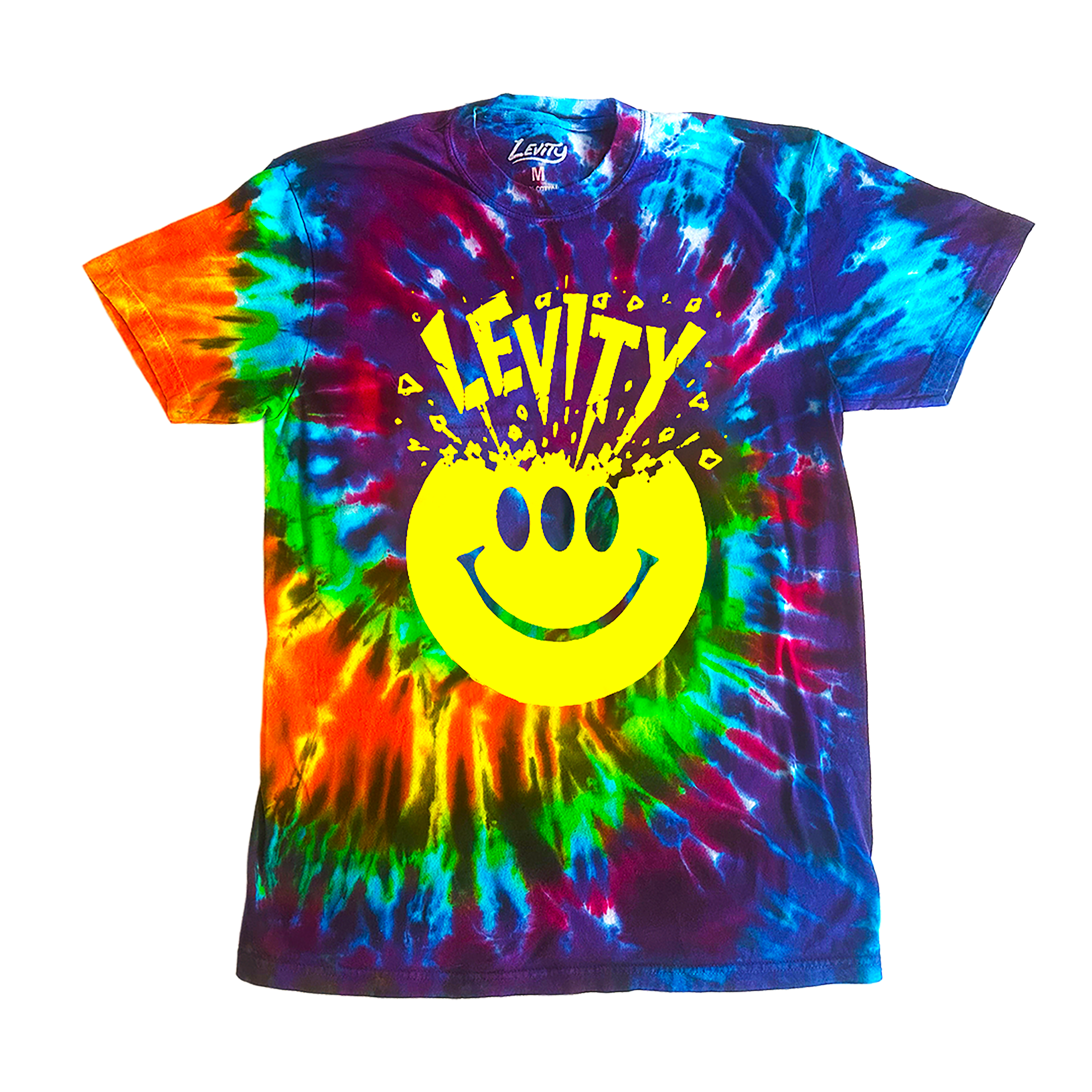 Levity "Blast Your Brain" Smiiiley Tee in Whirlpool Tie Dye