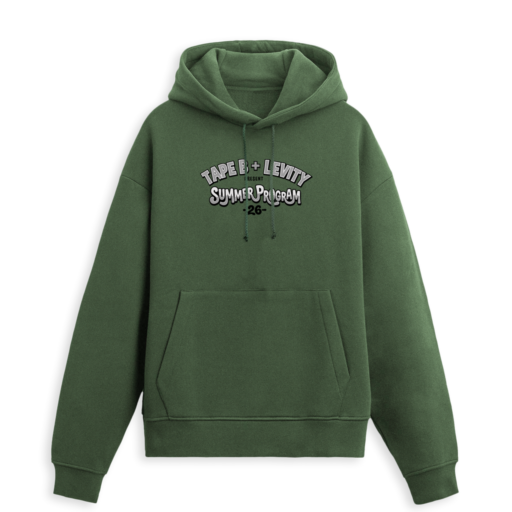 Levity x Tape B Summer Program "Campfire"  Pullover Hoodie in Washed Green