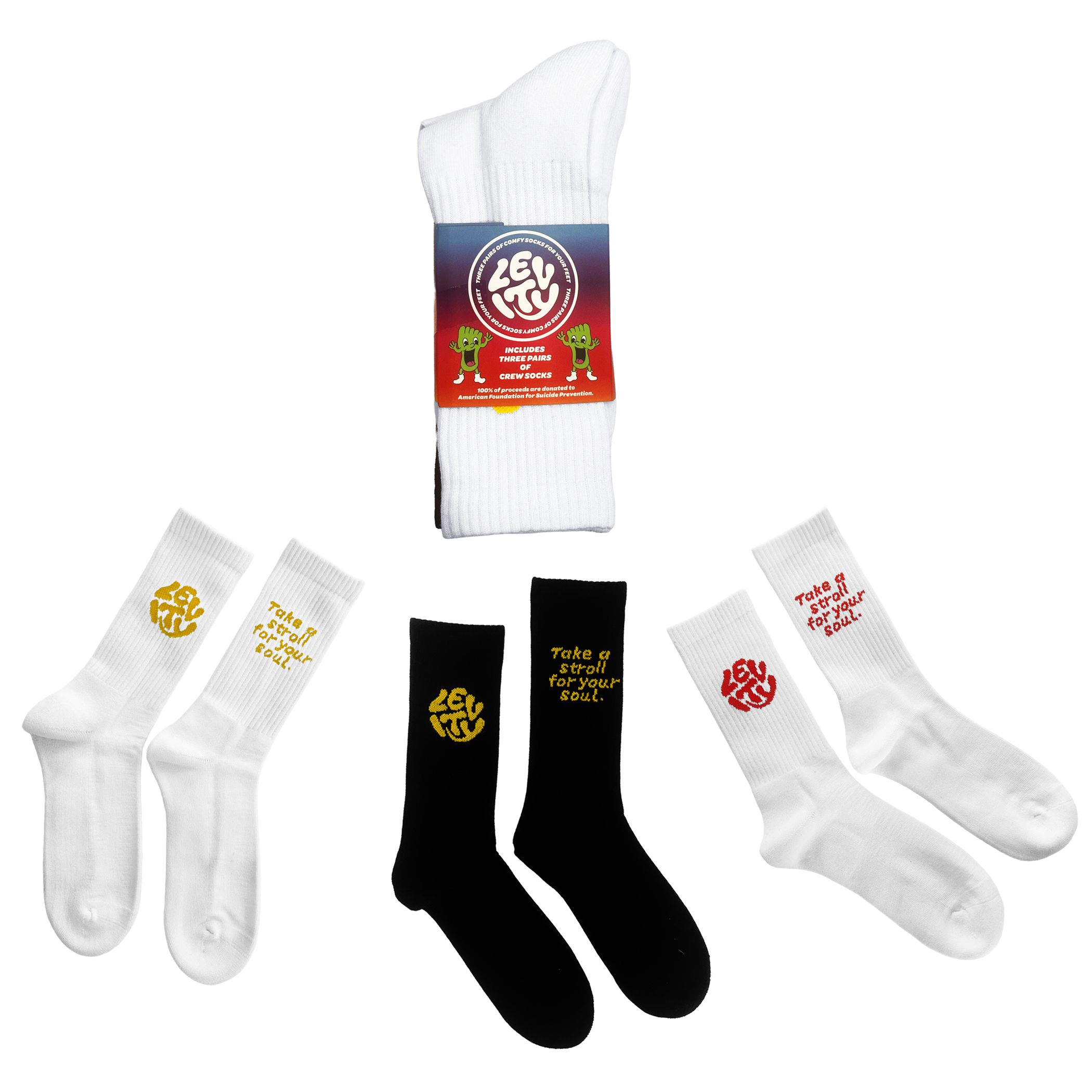 Levity "Take a Stroll for your Soul" Socks 3-Pack